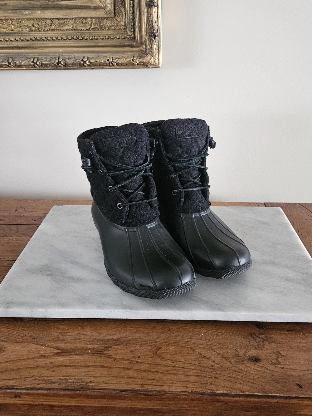 Sperry Black Lace-Up Winter Duck Boots